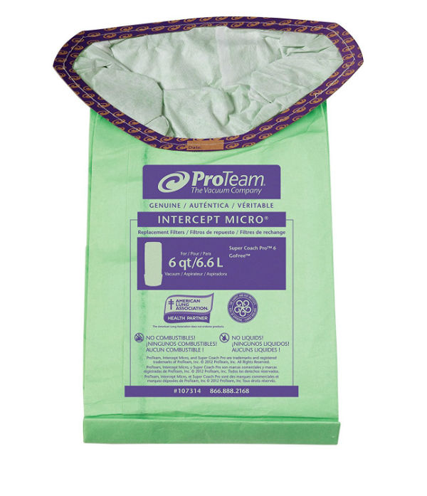 ProTeam Intercept Micro Filter Bag, Open Collar, Fits Triangular 6 qt. (10 pk.)