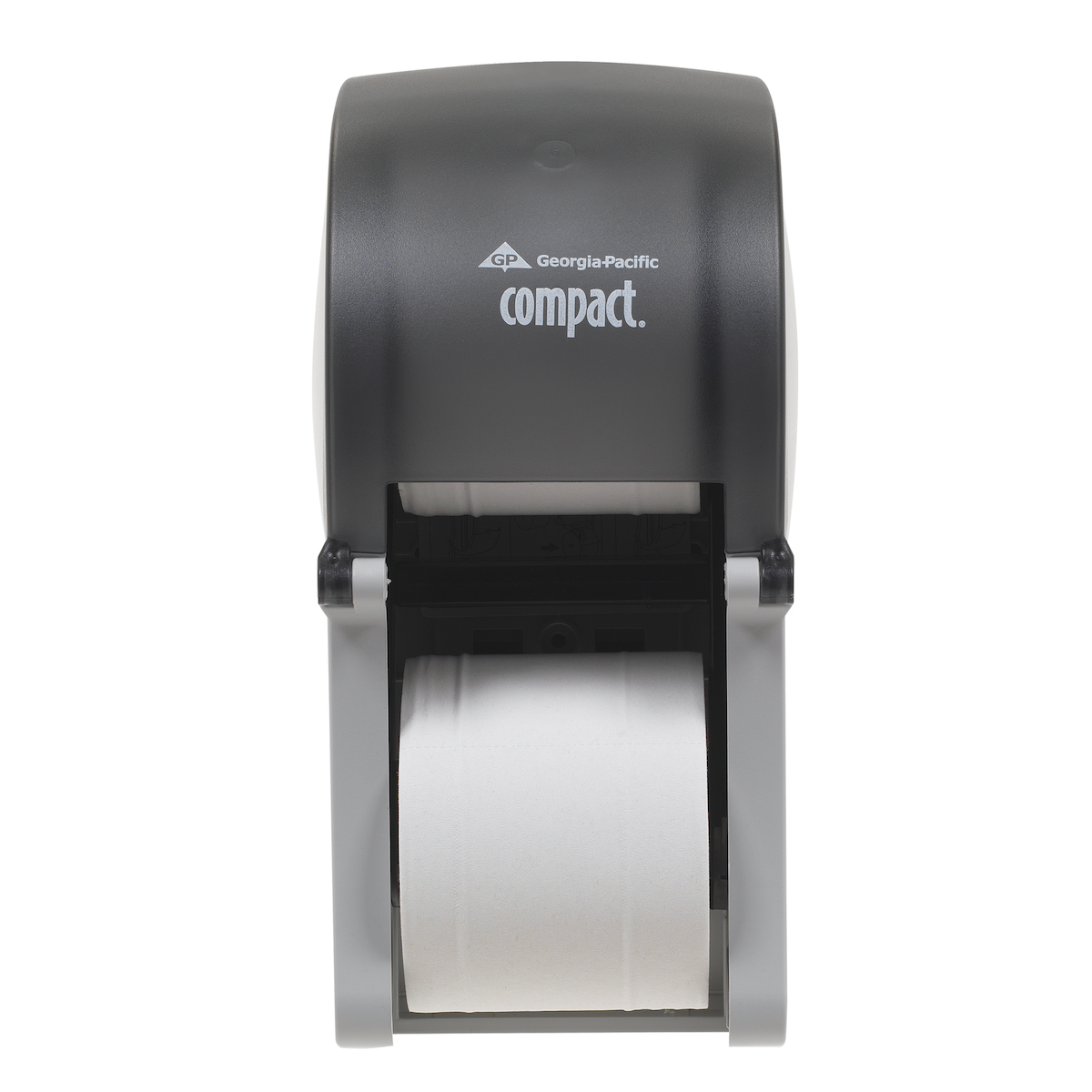 COMPACT® 2-ROLL Vertical Coreless High-Capacity Toilet Paper Dispenser, Smoke
