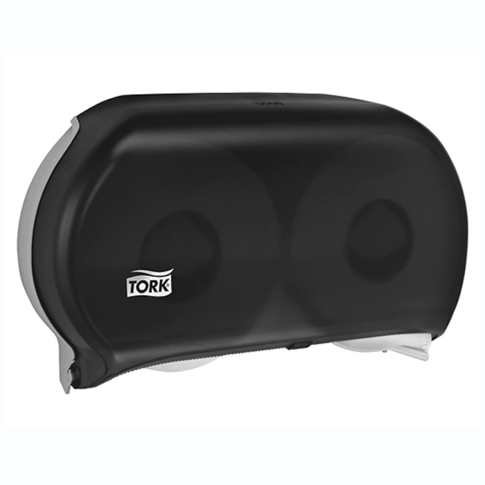 Tork Twin Jumbo Bath Tissue Roll Dispenser, 9 inch, Smoke