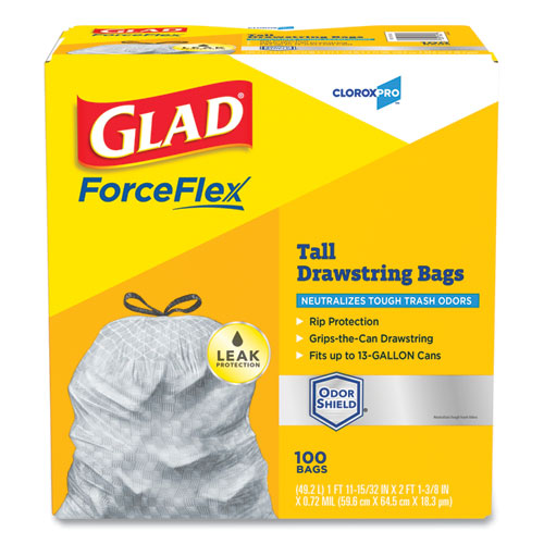 100/bx 24x24 .72mil ForceFlex Tall White Drawstring Bags (13 gal)