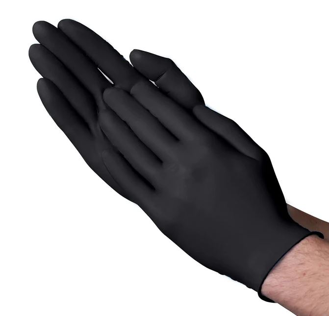 10/100 LG Black PF Nitrile Exam Gloves
