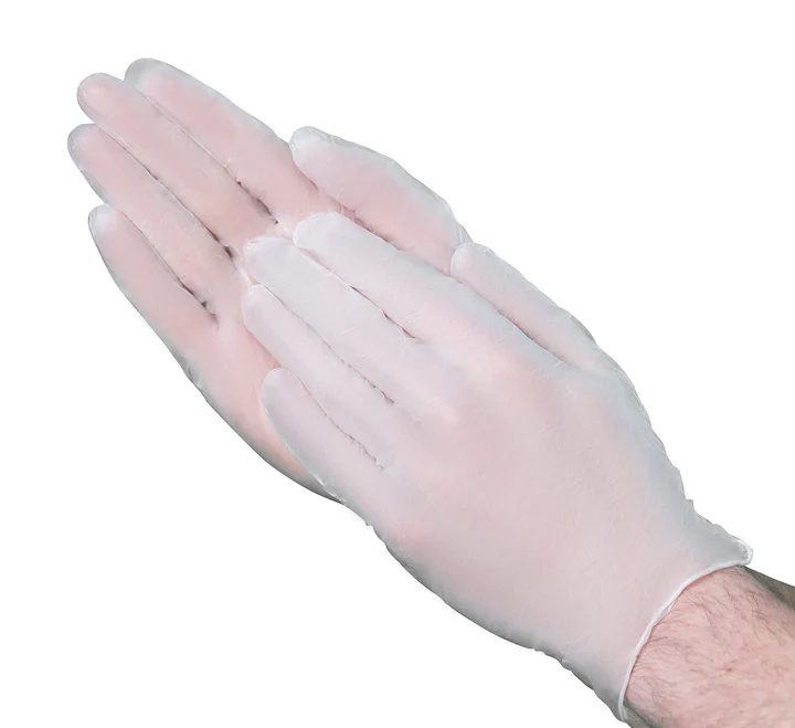 10/100 LG Clear Vinyl Powdered Industrial Multi-Purpose Glove