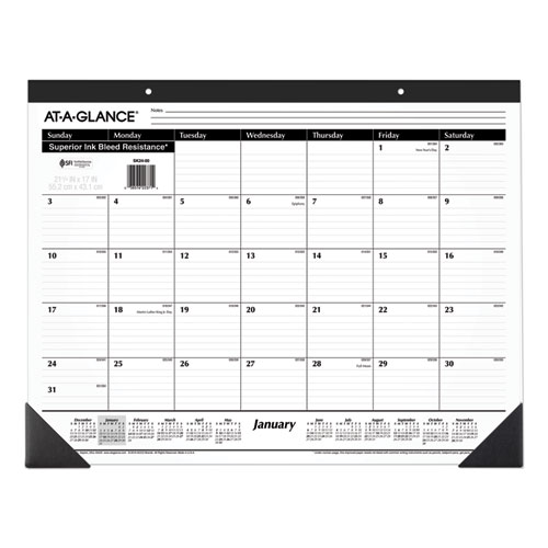 22x17 2022 Ruled Desk Calendar, Black Corners