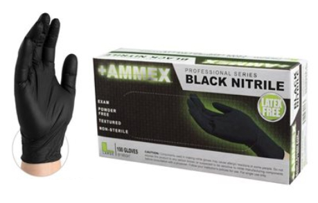 AMMEX POWDER FREE BLACK NITRILE GLOVES