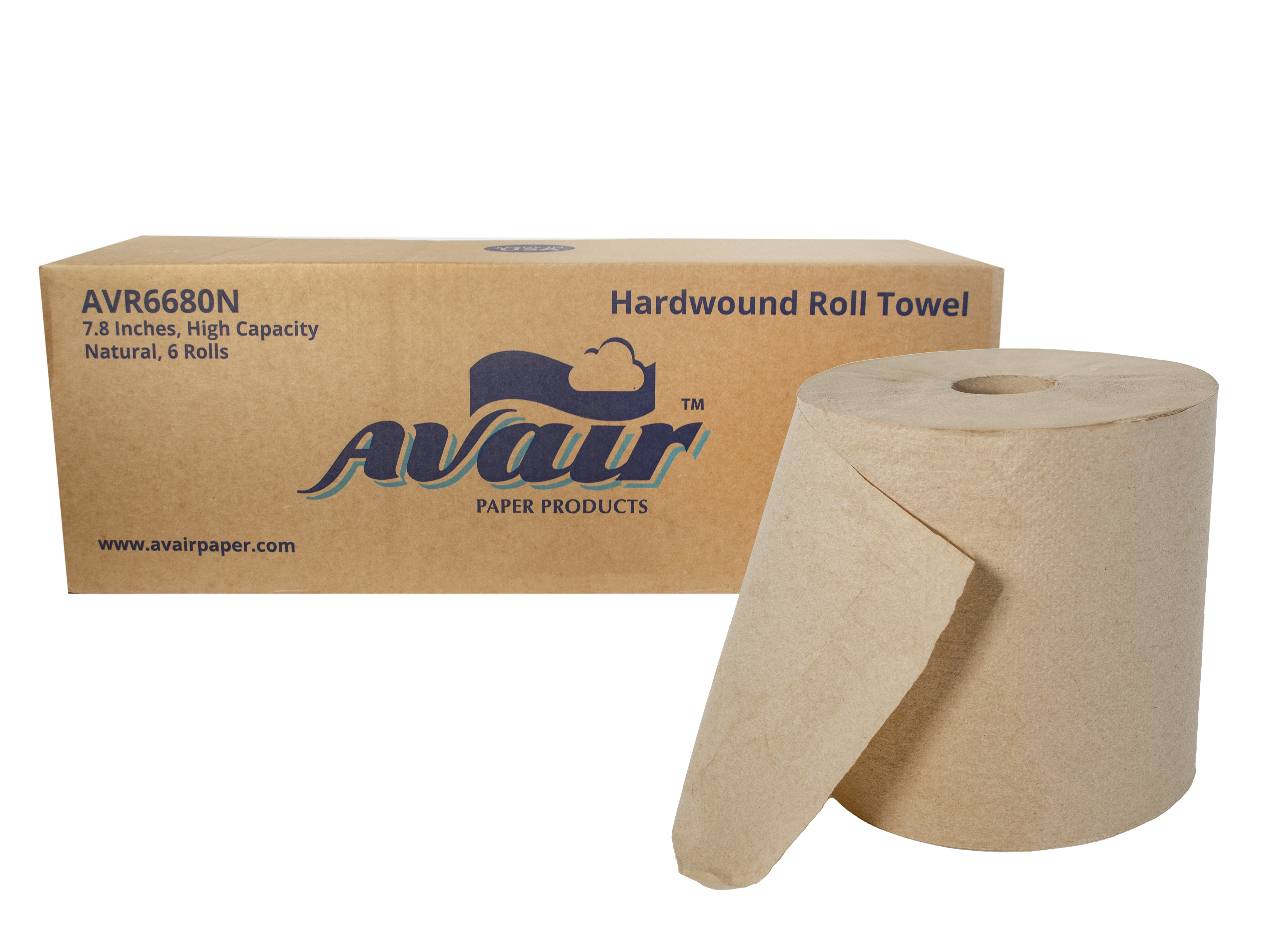 AVAIR 7.84" Nat Hardwound Universal Roll Towel, 6/cs
