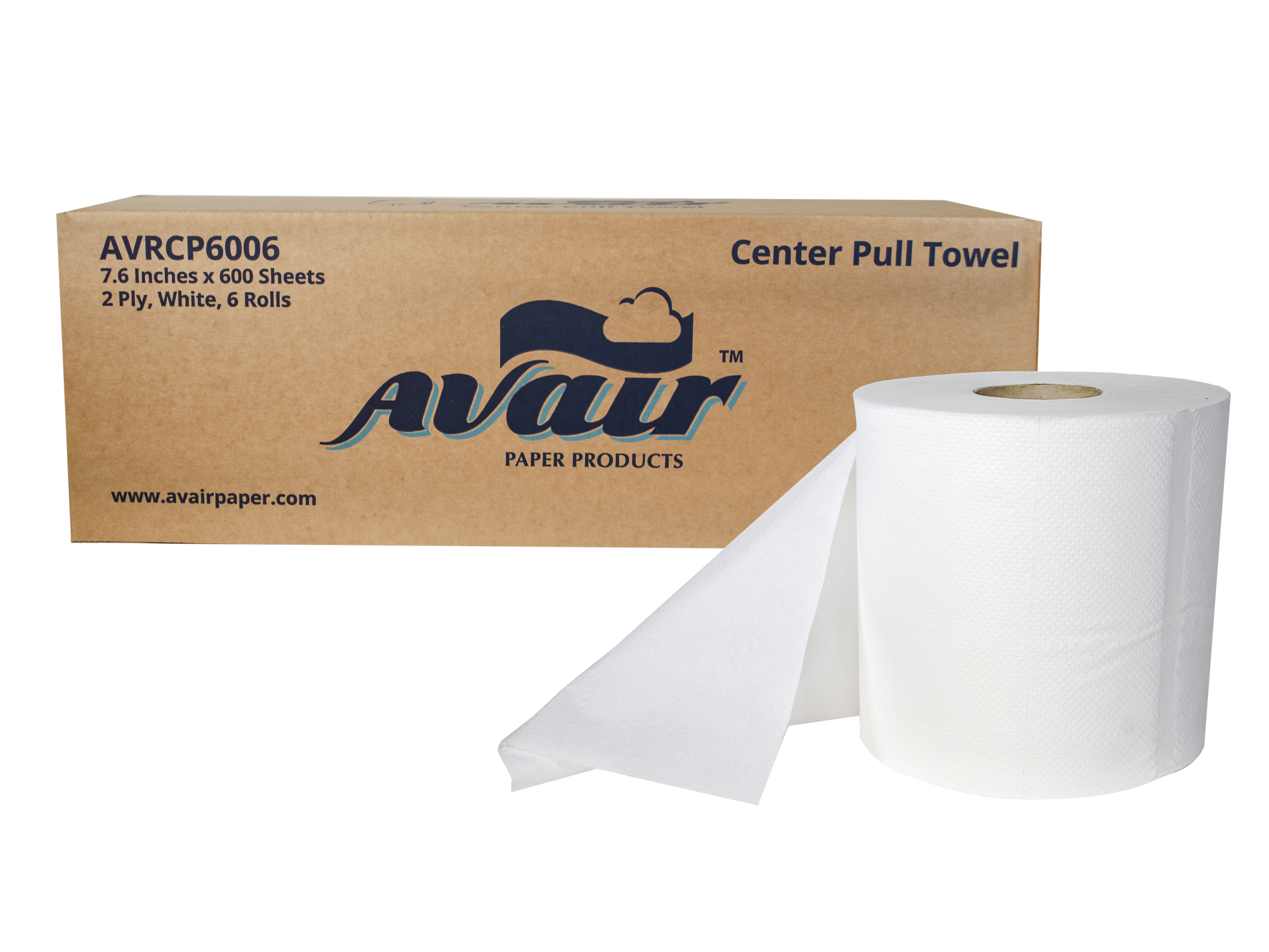 AVAIR Centerpull 2-Ply White Towel - 6/600sht