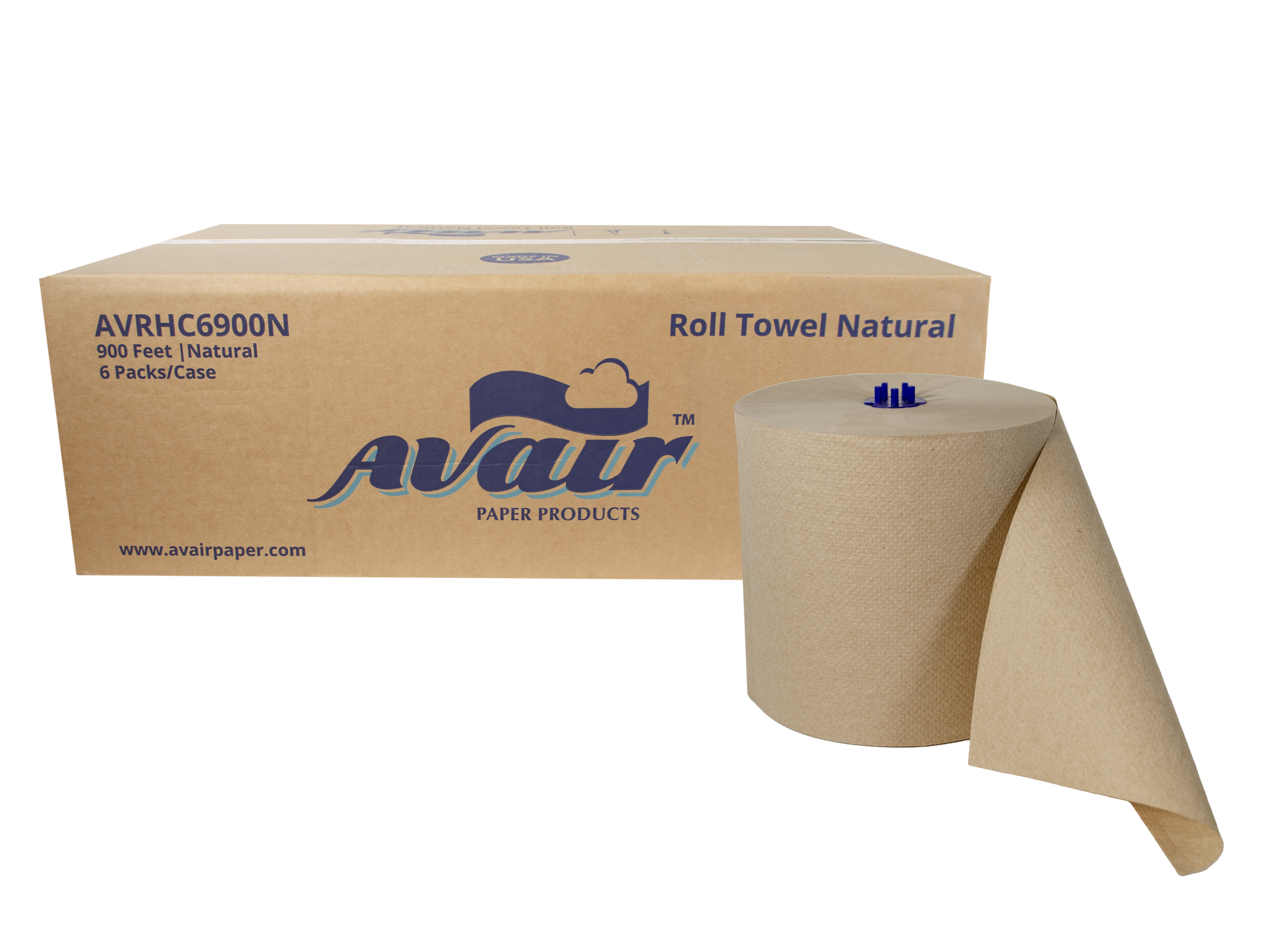 AVAIR Natural Roll Towel, Hardwound 6/900'
