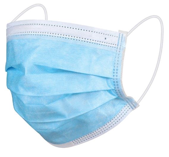 50/BX 3PLY Blue Face Mask w/ Ear Loops BFE 95%