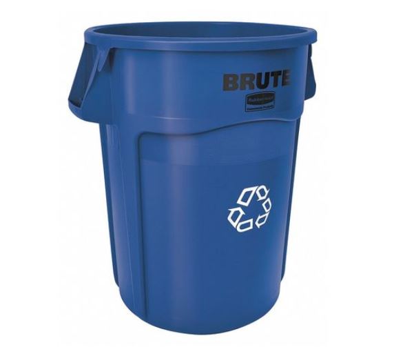 BRUTE(R) Round Recycle Receptacle 44 gal., Polyethylene, Blue