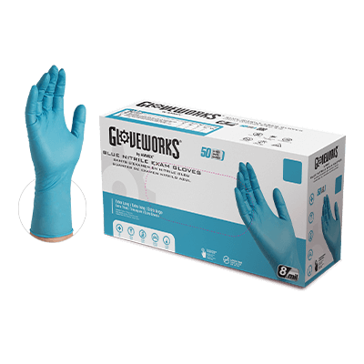 10/50 Glove+ HD XL 8mil Blue Nitrile Exam Glove