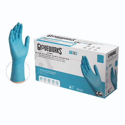 10/50 Glove Plus HD Med Blue Nitrile Exam Glove