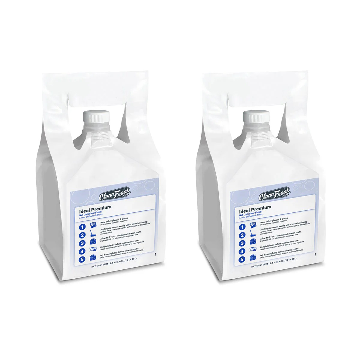 CleanFreak® 'Ideal Premium' Wet Look Floor Finish (2.5 Gallon FlexMax™ Pouches) - Case of 2