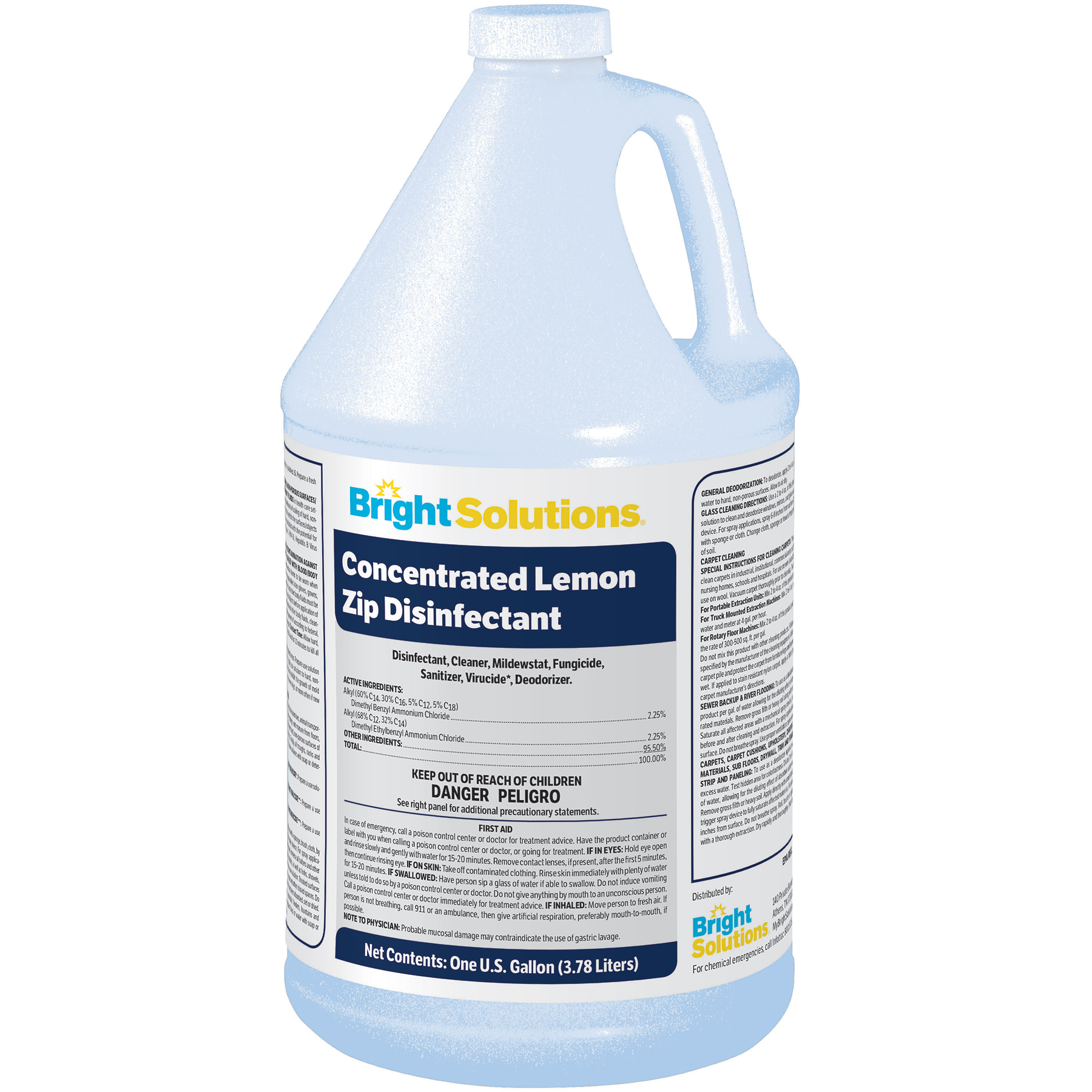 Bright Solutions® Concentrated Lemon Zip Disinfectant-Gal. 4/cs