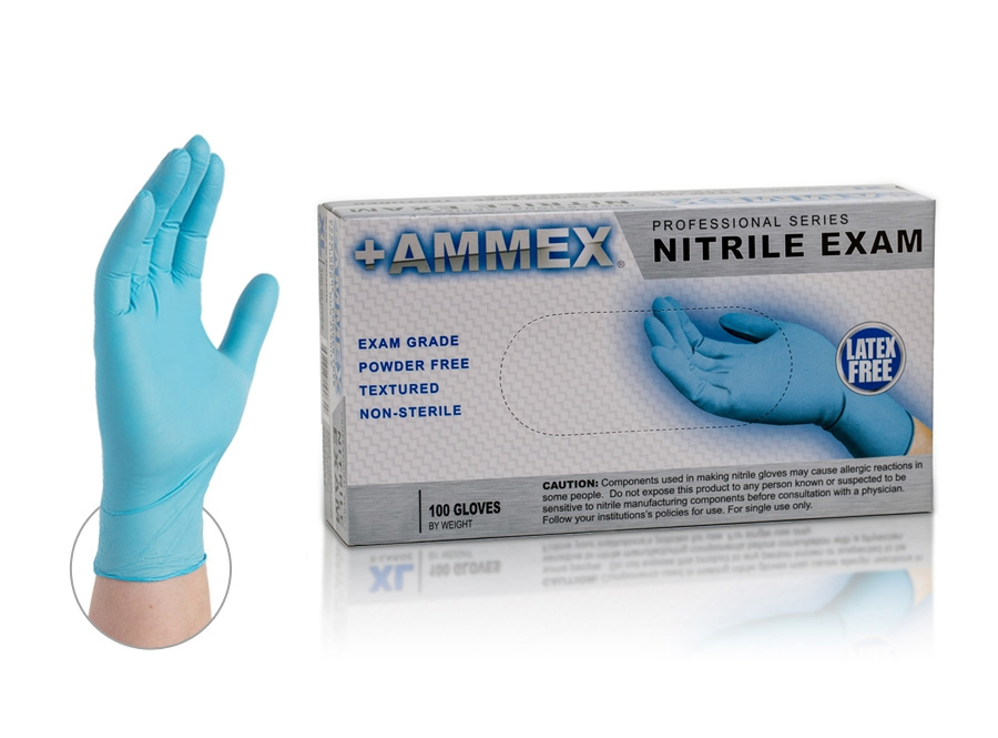 Ammex LG Blue, Professional, Exam Grade, Nitrile Exam Glove, 10/100