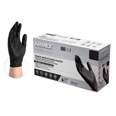 10/100 Ammex XL Blk;Pf Nitrile Exam Glove Image 1