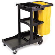 Cleaning Cart with Zippered Yellow Vinyl Bag