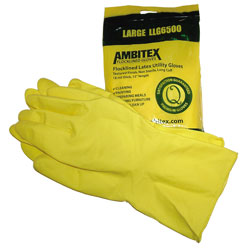 Ambitex[R] Yellow Flock Lined Latex Multipurpose Glove - MD. 12/12pr/cs
