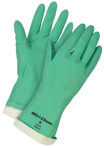 12/pk XL 15mil Flock Lined Grn Nitrile Glove