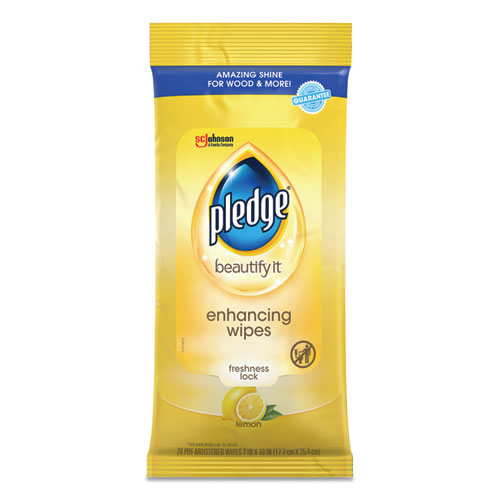 Pledge Lemon Scent Wet Wipes, 12/24