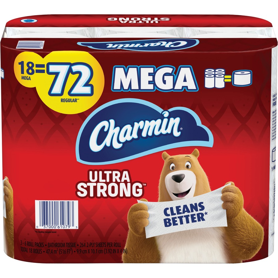 18/CT Charmin Mega Rolls, 2-ply Toilet Paper, 264 sheets/roll