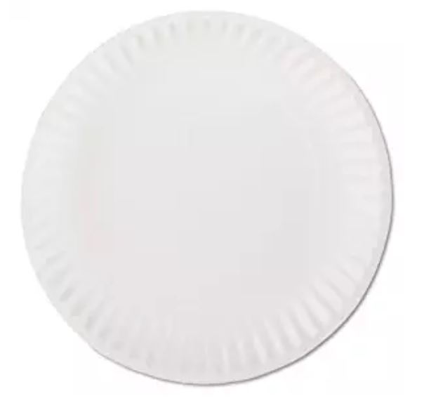 10/100 9" White Paper Plate Uncoated