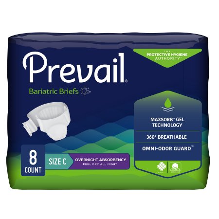 4/8 Prevail® Adult Incontinence Brief Size C Disposable Heavy Absorbency