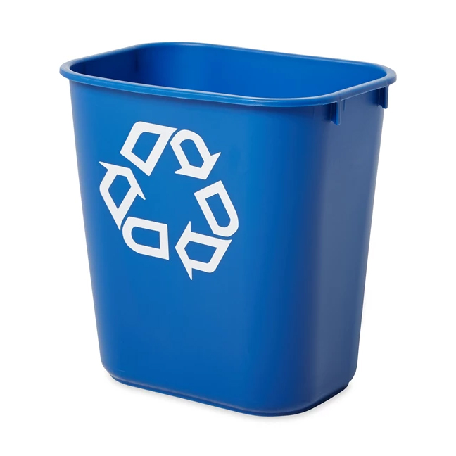 13Qt Deskside Recycling Container, Small w/ Universal Recycle Symbol, Blue