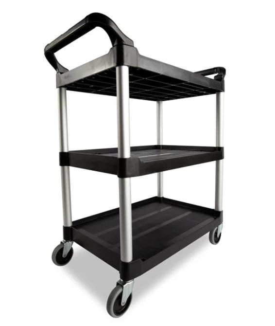 Utility Cart, Black w/ 4" Swivel Casters