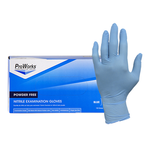 10/100 5mil Blue PF Nitrile Exam Gloves LG