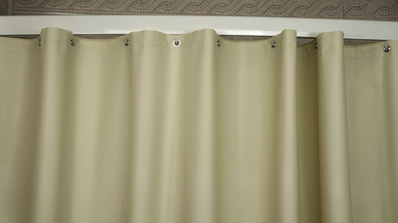 Beige shower curtain