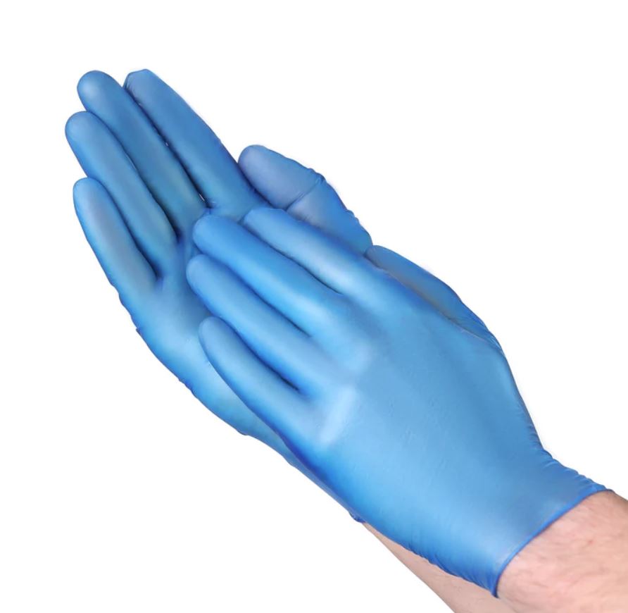 10/100 MED Blue Vinyl Powdered Multi Purpose Glove