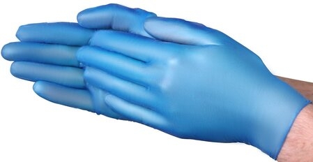 10/100 LG Powdered, Vinyl Blue, Multi-Purpose Glove