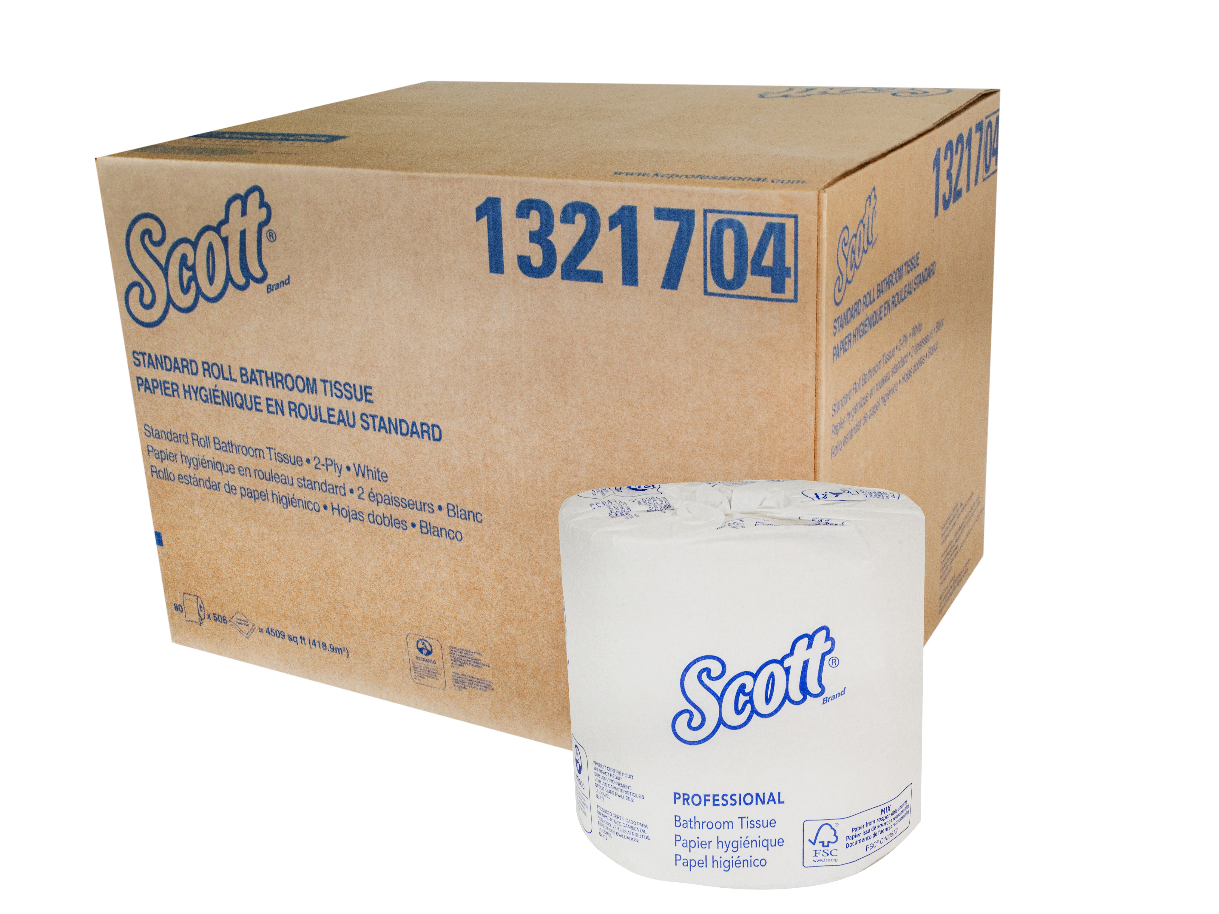 Scott® 100% Recycled Fiber Standard Roll Bathroom Tissue, 80/506